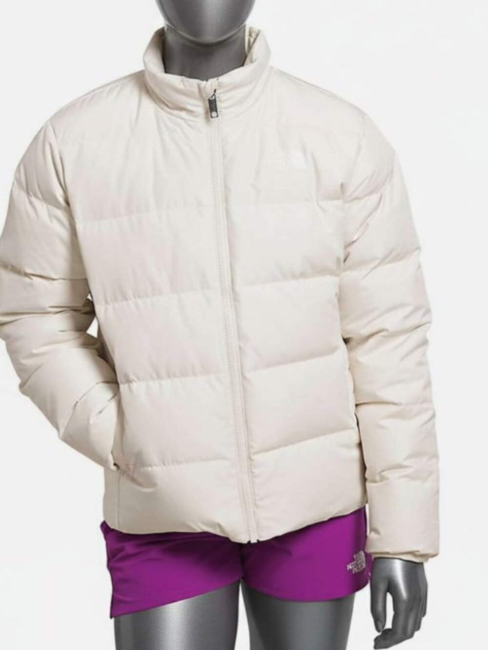 The North Face Kid Girls Ivory Pink Reversible Puffer Jacket Coat Size M (10)